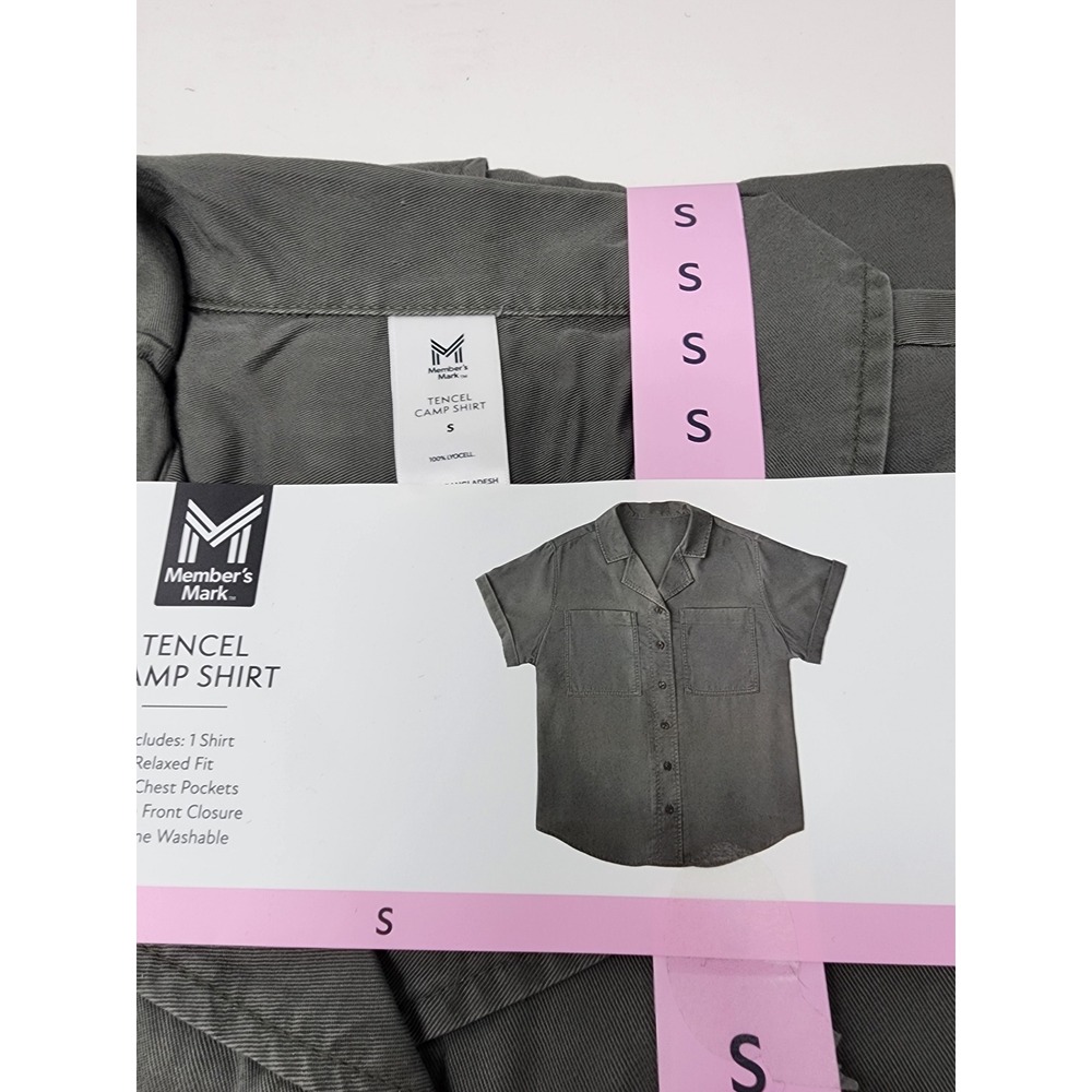 Member's Mark Womens Relaxed Camp Shirt Gray Lyocell Casual Size Small - Picture 2 of 5